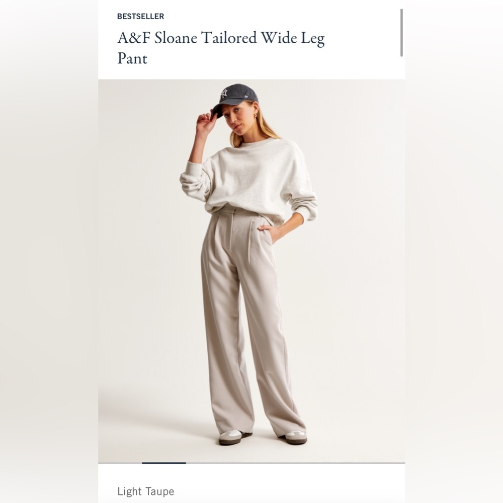 Abercrombie & Fitch Sloane Tailored Wide Leg Pants 24 SHORT - Light Taupe